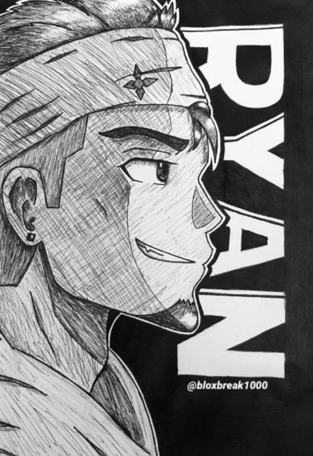 portrait of ryan (me) drawn by hand by @bloxbreak1000 on instagram